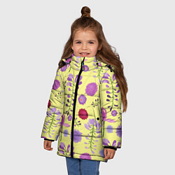 Куртка зимняя для девочки Фиолетовый цветник, цвет: 3D-черный — фото 2