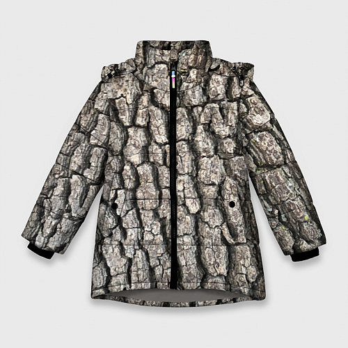 Зимняя куртка для девочки Кора дерева / 3D-Светло-серый – фото 1