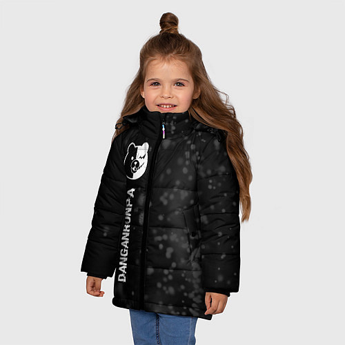 Зимняя куртка для девочки Danganronpa glitch на темном фоне: по-вертикали / 3D-Черный – фото 3