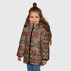 Куртка зимняя для девочки Красно-золотой узор под хохлому, цвет: 3D-черный — фото 2