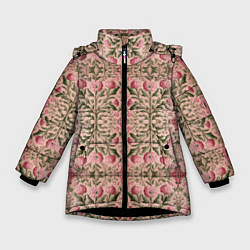 Зимняя куртка для девочки Переплетение из розовых цветов