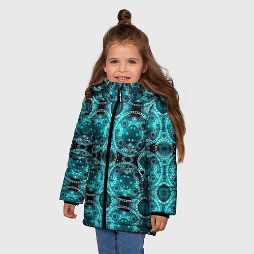 Зимняя куртка для девочки Светящееся НЛО / 3D-Черный – фото 3