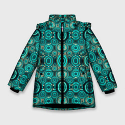Куртка зимняя для девочки Светящиеся летающие тарелки, цвет: 3D-черный