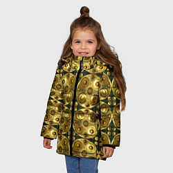 Куртка зимняя для девочки Золотые защитные пластины, цвет: 3D-черный — фото 2