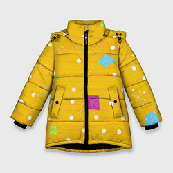 Куртка зимняя для девочки Yellow abstraction, цвет: 3D-черный