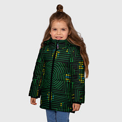 Куртка зимняя для девочки Зелёная электросхема, цвет: 3D-красный — фото 2