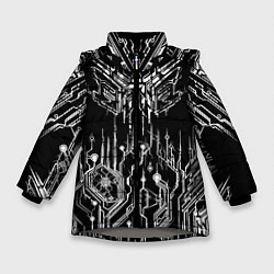 Куртка зимняя для девочки Киберпанк-модерн, цвет: 3D-светло-серый