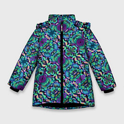 Куртка зимняя для девочки Психоделика, цвет: 3D-черный