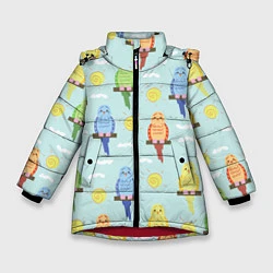 Куртка зимняя для девочки Попугайчики, цвет: 3D-красный