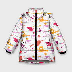 Куртка зимняя для девочки Письма любви, цвет: 3D-светло-серый