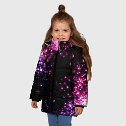 Куртка зимняя для девочки Неоновые звезды - neon, цвет: 3D-черный — фото 2