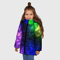 Куртка зимняя для девочки Космос мультицвет, цвет: 3D-черный — фото 2