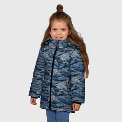 Куртка зимняя для девочки Темные волны, цвет: 3D-светло-серый — фото 2