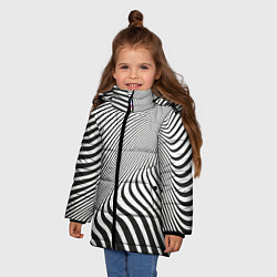 Куртка зимняя для девочки Иллюзорные линии, цвет: 3D-красный — фото 2