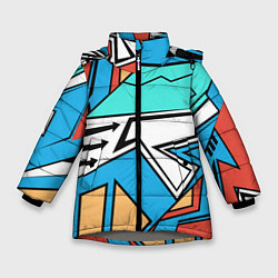 Куртка зимняя для девочки Ломанные линии, цвет: 3D-светло-серый