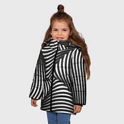 Куртка зимняя для девочки Оптическая иллюзия водоворот, цвет: 3D-черный — фото 2