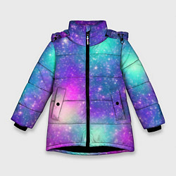 Зимняя куртка для девочки Яркий розово-голубой космос