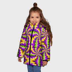 Куртка зимняя для девочки Красочная иллюзия вращения, цвет: 3D-черный — фото 2
