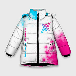 Куртка зимняя для девочки Darling in the FranXX neon gradient style: надпись, цвет: 3D-черный