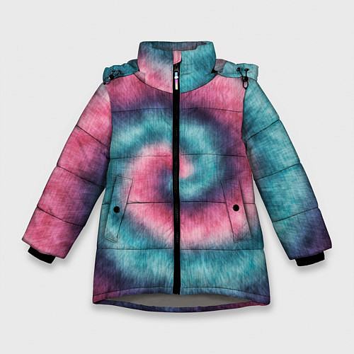 Зимняя куртка для девочки Тай дай космос / 3D-Светло-серый – фото 1