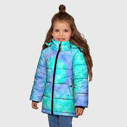 Куртка зимняя для девочки Тай дай морская волна, цвет: 3D-черный — фото 2