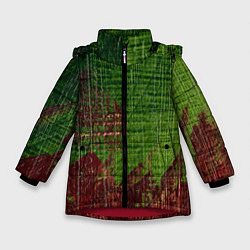Зимняя куртка для девочки Зелёная и бордовая текстура
