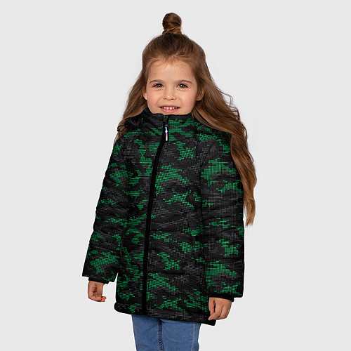 Зимняя куртка для девочки Точечный камуфляжный узор Spot camouflage pattern / 3D-Черный – фото 3