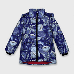 Куртка зимняя для девочки Цветочный принт рисунок, цвет: 3D-красный