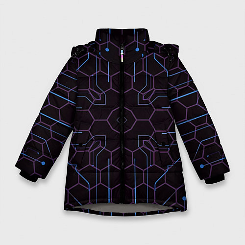 Зимняя куртка для девочки Электролинии / 3D-Светло-серый – фото 1