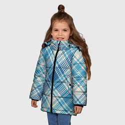 Куртка зимняя для девочки Орнамент синие голубые зеленые пазлы, цвет: 3D-светло-серый — фото 2