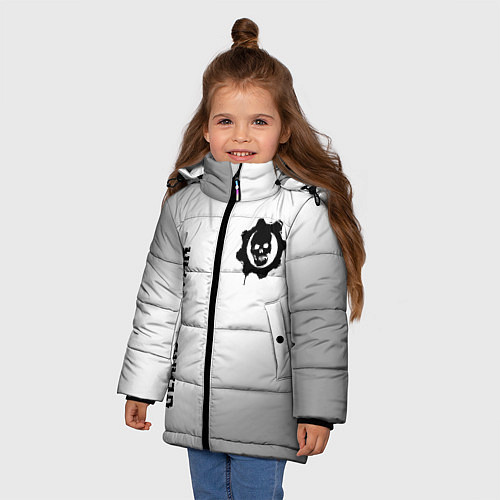 Зимняя куртка для девочки Gears of War glitch на светлом фоне: надпись, симв / 3D-Черный – фото 3