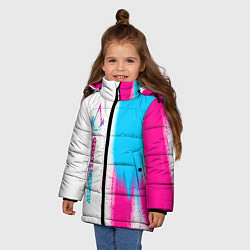 Куртка зимняя для девочки Assassins Creed neon gradient style: по-вертикали, цвет: 3D-черный — фото 2
