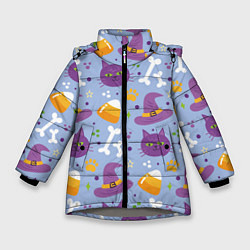 Зимняя куртка для девочки Кошачий хэллоуин