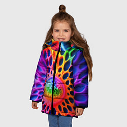Куртка зимняя для девочки Паутина абстракция, цвет: 3D-красный — фото 2