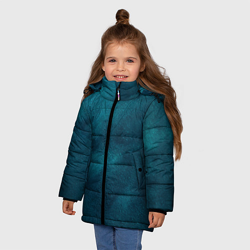 Зимняя куртка для девочки Синие туманные камешки / 3D-Черный – фото 3