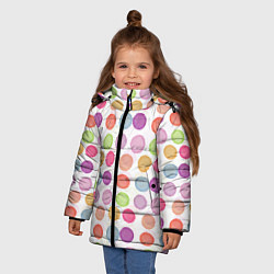 Куртка зимняя для девочки Цветные кружочки, цвет: 3D-черный — фото 2