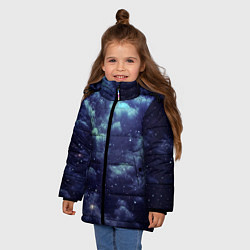 Куртка зимняя для девочки Звездная ночь - нейросеть, цвет: 3D-черный — фото 2