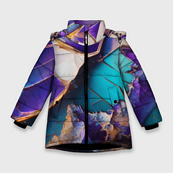 Куртка зимняя для девочки Красочная ломанная текстура от нейросети, цвет: 3D-черный