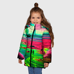 Куртка зимняя для девочки Кислотный мир, цвет: 3D-светло-серый — фото 2