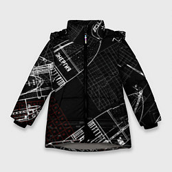 Куртка зимняя для девочки Чертеж ракеты, цвет: 3D-светло-серый