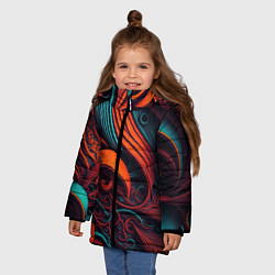 Куртка зимняя для девочки Витиеватые узоры, цвет: 3D-красный — фото 2