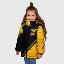Куртка зимняя для девочки Darling in the FranXX - gold gradient: надпись, си, цвет: 3D-черный — фото 2