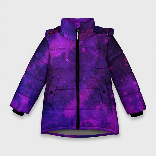 Зимняя куртка для девочки Текстура - Purple explosion / 3D-Светло-серый – фото 1