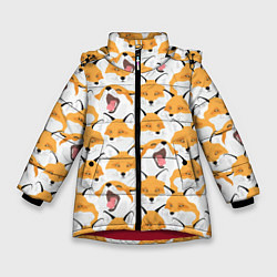 Куртка зимняя для девочки Хитрые лисы, цвет: 3D-красный