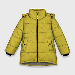 Зимняя куртка для девочки Рябь - зеленовато-желтый и фиолетовый - узор Хуф и