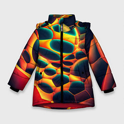 Куртка зимняя для девочки Лавовые пузыри, цвет: 3D-красный