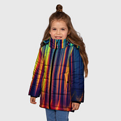Куртка зимняя для девочки Волшебный лес полосы, цвет: 3D-красный — фото 2