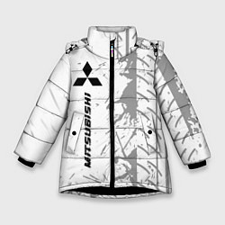 Куртка зимняя для девочки Mitsubishi speed на светлом фоне со следами шин: п, цвет: 3D-черный