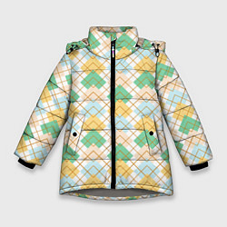 Куртка зимняя для девочки Ромбический узор, цвет: 3D-светло-серый