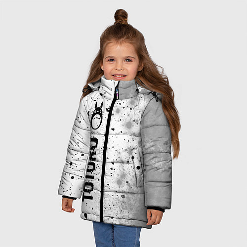 Зимняя куртка для девочки Totoro glitch на светлом фоне: по-вертикали / 3D-Черный – фото 3